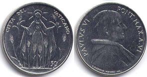 Vatican 50 lire 1968