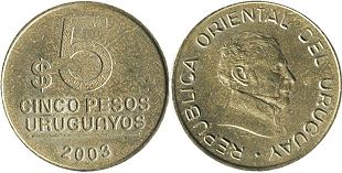 coin Uruguay 5 pesos 2003