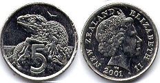 New Zealand 5 cents 2001
