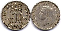 UK 6 pence 1948