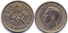 UK 6 pence 1949