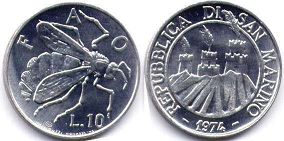 San Marino 10 lire 1974