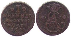 Brunswick-Luneburg-Calenberg 1 pfennig 1697 