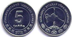 Turkmenistan 5 tenge 2009