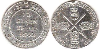 Saxony 1/12 taler 1692