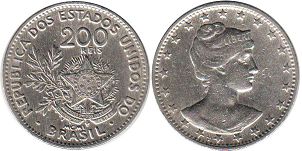 coin Brazil 200 reis 1901