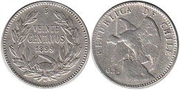 coin Chille 20 centavos 1899