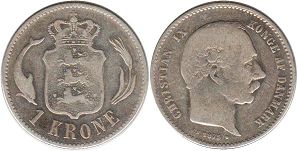 Denmark 1 krone 1875