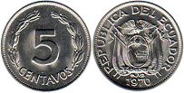 coin Ecuador 5 centavos 1970