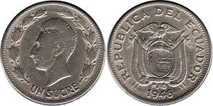 coin Ecuador 1 sucre 1946
