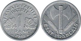 coin France 1 franc 1943