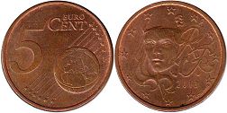 mynt Frankrike 5 euro cent 2013