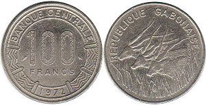 coin Gabon 100 francs GABONAISE 1972