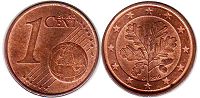mynt Tyskland 1 euro cent 2016