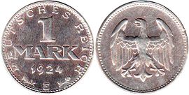 Münze Deutschland 1 mark 1924