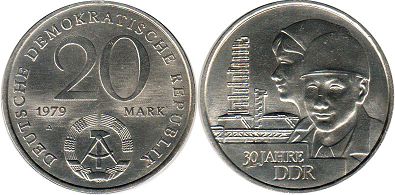 monnaie Allemagne DDR 20 mark 1979