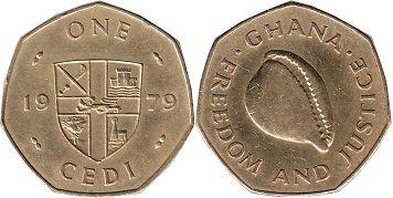coin Ghana 1 one cedi 1979