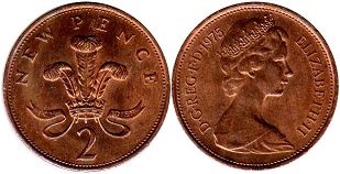 Münze Großbritannien 2 pence 1975