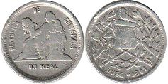 moneda antigua Guatemala 1 real 1891