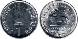 coin India 1 rupee 2010