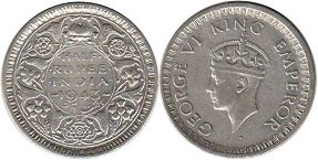 coin India 1/2 rupee 1943