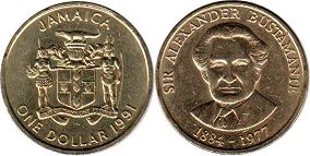 coin Jamaika 1 dollar 1991