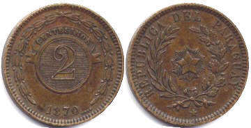 Paraguay 2 centesimos 1870