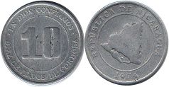 coin Nicaragua 10 centavos 1974