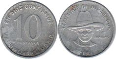 moneda Nicaragua 10 centavos 1981