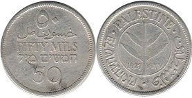 coin Palestine 50 mils 1927