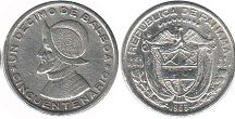 coin Panama 1/10 balboa 1953