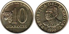coin Paraguay 10 guaranies 1990