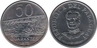 moneda Paraguay 50 guaranies 1975