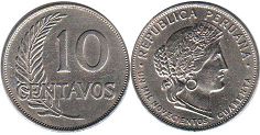 moneda Peru 10 centavos 1940