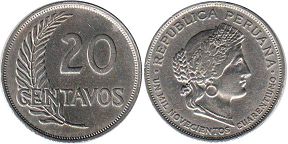 coin Peru 20 centavos 1941