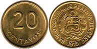 moneda Peru 20 centavos 1975
