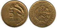 coin Peru 5 centavos 1967