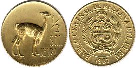 coin Peru 1/2 sol 1967