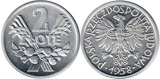 moneta Polska 2 zlote 1958