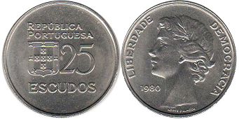 coin Portugal 25 escudos 1980