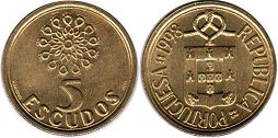 coin Portugal 5 escudos 1998