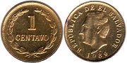 coin Salvador 1 centavo 1989
