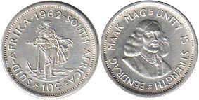 coin South Africa 10 cents 1962