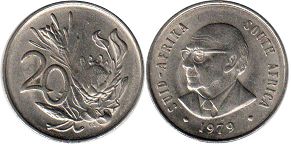 coin South Africa 20 cents 1979