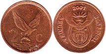 coin South Africa 2 cents 2001