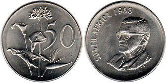 coin South Africa 50 cents 1968