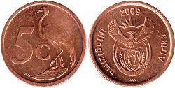coin South Africa 5 cents 2009