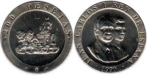 coin Spain 200 pesetas 1990