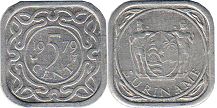 coin Surinam 5 cents 1979