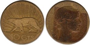 moneda Uruguay 10 centésimos 1936